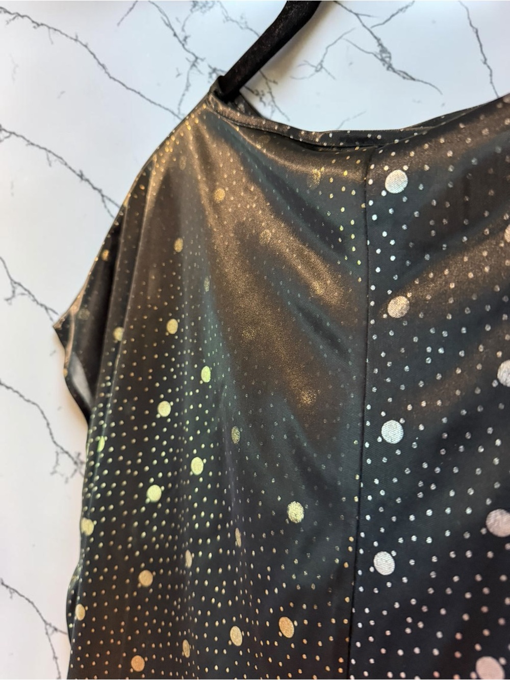 Women's Black Polka Dot Short Sleeve Blouse Bentley - Picture 8 of 10